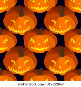 Halloween seamless background with pumpkins 