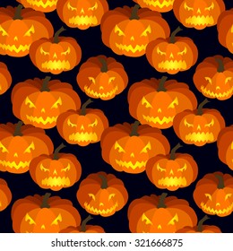 Halloween seamless background with pumpkins, All Saints' Eve seamless pattern.