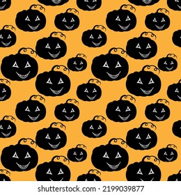 Halloween seamless background. Pumpkins with a grin. Pattern for textiles, packaging and other surfaces