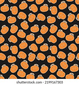 El fondo de Halloween es fluido. Calabazas en negro . Patrón para textiles, embalajes y otras superficies