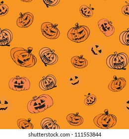 Halloween seamless background with pumpkins/Vector illustration
