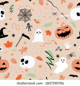 Halloween seamless background. Vector Halloween seamless pattern background.