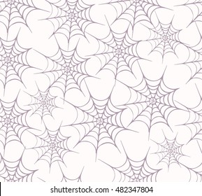 Halloween seamless background with web spider, grey. Seamless pattern. Halloween invitation. Happy Halloween Poster. Vector illustration with spider web