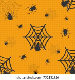 Halloween seamless background with web spider