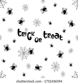 Halloween seamless background wiht  spider and  spiderweb. Vector illustration