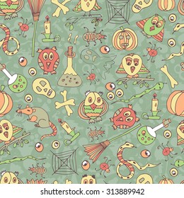 Halloween. Seamless. Beautiful. Sketch, doodle