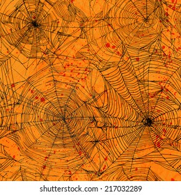 Halloween seamless - black web on a orange background