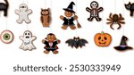 halloween seamless border with gingerbread cookies