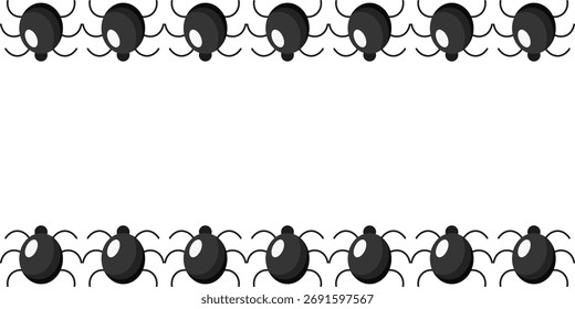 Dia das Bruxas sem costura Border. Ilustração vetorial do design do modelo de quadro vazio de aranha. Banner de fundo perfeito Halloween com espaço de cópia. EPS 10