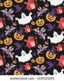 Halloween seamless cartoon pattern.
Pattern for wallpaper, wrapping, textile, fabric.