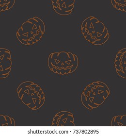 Halloween seamless dark background with pumpkins. Vector pattern for wallpapers, pattern fills, web page backgrounds.