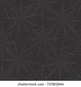 Halloween seamless dark background with web spiders. Vector pattern for wallpapers, pattern fills, web page backgrounds.