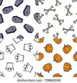 halloween seamless doodle pattern set