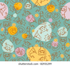 halloween seamless doodles background