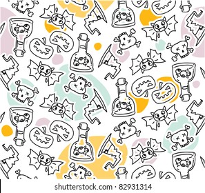 halloween seamless doodles background
