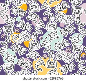 halloween seamless doodles background
