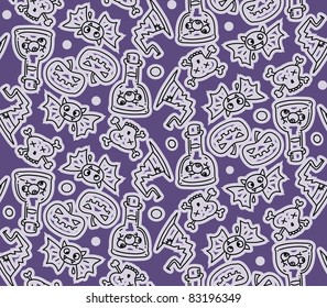 halloween seamless doodles background