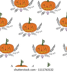 Halloween seamless floral pattern
