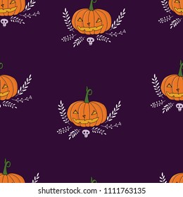 Halloween seamless floral pattern