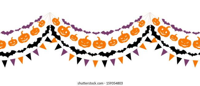 Halloween seamless garland. Vector illustration. 