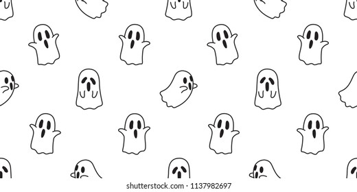 Halloween seamless ghost pattern vector cartoon illustration scarf isolated tile background repeat wallpaper