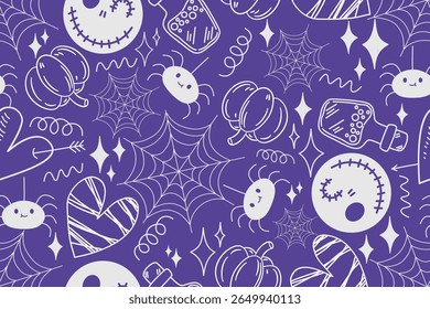 Halloween sin fisuras patrón de línea monstruo fantasma abstracto Halloween fondo diseño decorativo