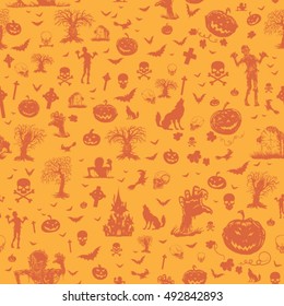 Halloween seamless orange pattern