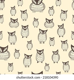 Halloween seamless owls pattern