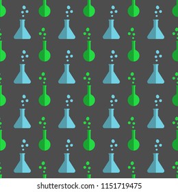 Halloween seamless pattern with alchemy bottles. Nice and beautiful vector graphic illustration