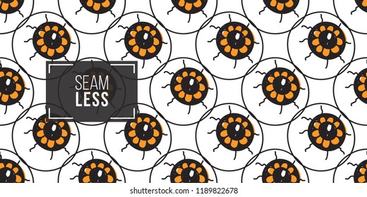 Halloween seamless pattern with all-seeing eye. Cute vector background for decoration halloween cadrs, package paper, flyer. 