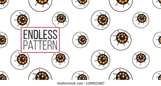 Halloween seamless pattern with all-seeing eye. Cute vector background for decoration halloween cadrs, package paper, flyer. 