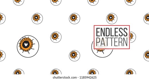 Halloween seamless pattern with all-seeing eyeball. Cute vector background for decoration halloween cadrs, package paper, flyer. 