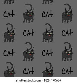 Halloween, seamless pattern, attributes of a happy holiday curse happy funny cat with the inscription, postcard, print, poster, wallpaper
transparent