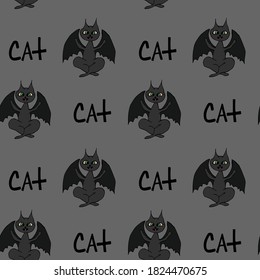 Halloween, seamless pattern, attributes of a happy holiday curse happy funny cat with the inscription, postcard, print, poster, wallpaper
transparent