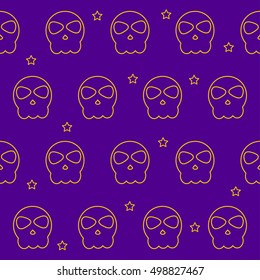 Halloween seamless pattern background. Abstract sketch elements isolated on purple cover. Handmade pattern  for design card, invitation, poster, banner, menu, notebook, album etc.