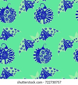 Halloween Seamless Pattern. Background with Bats and Pumpkins in Trendy Zentangle Style. Hand Drawn Seamless Texture for Halloween Decoration.