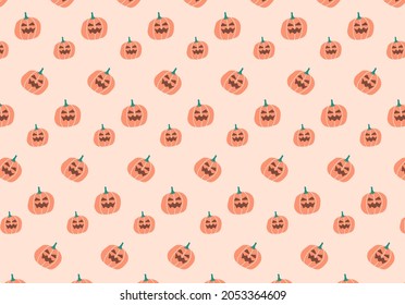 Halloween seamless pattern background. Cute pumpkin. Vector illustration