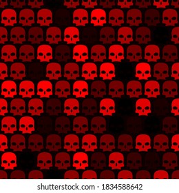 Halloween seamless pattern background. Design elements for halloween party poster. Red sculls grid seamless pattern in simple style vector illustration