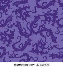 Halloween seamless pattern background with doodle blackthorn and creepy trees