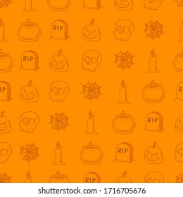 Halloween seamless pattern background, hand drawn vector illustration