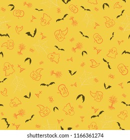 Halloween seamless pattern background illustration hand drawing style