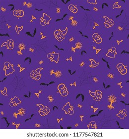 Halloween seamless pattern background illustration hand drawing style