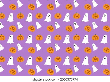 Halloween seamless pattern background. Pumpkin and ghost. Vector illustration