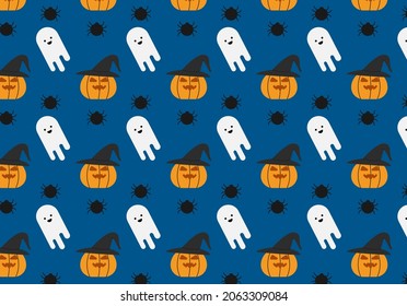 Fondo de patrón impecable de Halloween. Calabaza y fantasma. Ilustración del vector