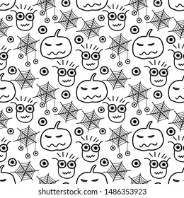 Halloween seamless pattern background. Vector illustration for fabric and gift wrap paper design.