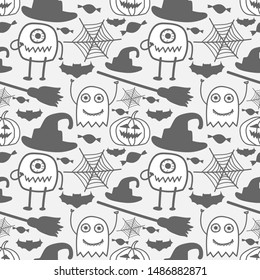 Halloween seamless pattern background. Vector illustration for fabric and gift wrap paper design.