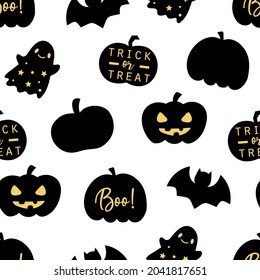 Halloween seamless pattern background. Vector illustration for fabric and gift wrap paper design.