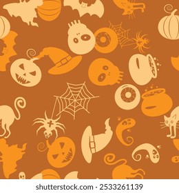 Ilustración vectorial de fondo de patrón transparente de Halloween