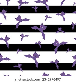 Halloween seamless pattern with bat design for background, wallpaper, clothing, wrapping, fabric