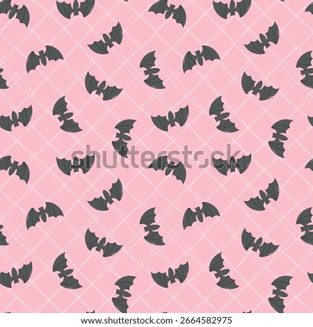 Halloween seamless pattern with bats on pink background for wallpaper, scrapbooking, wrapping paper, textile prints, etc. EPS 10